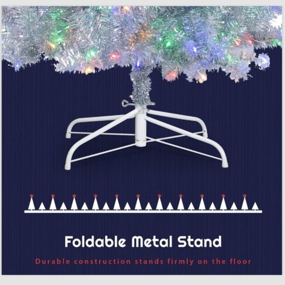 Silver Bent Top 6 Ft Artificial Christmas Tree With Gold Star - Picture 6 of 6